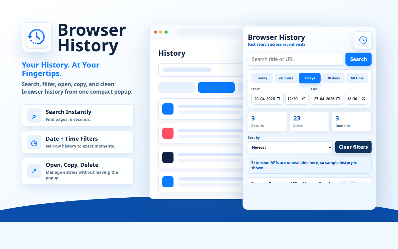 Pop-up browsergeschiedenisextensie
