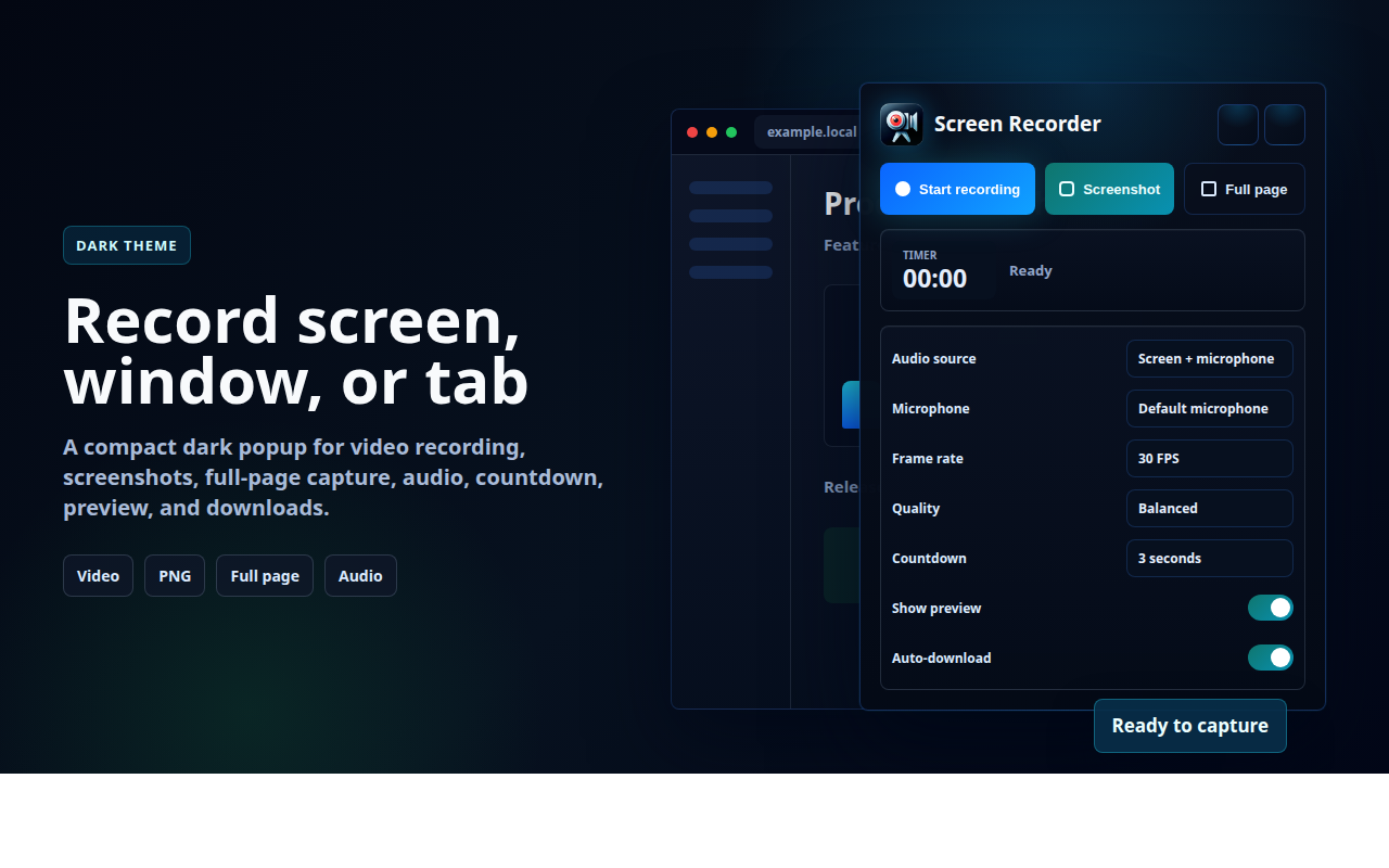 Pop-up Schermrecorder